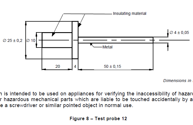 IEC61032 형태 8 테스트는 12, 50 밀리미터 장시간 시험 핑거 프로브 0을 검사합니다