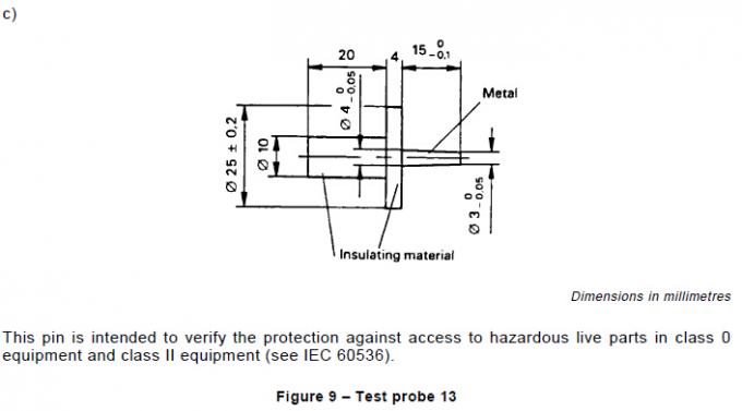 안전 테스트 프로브 IEC61032 피겨 9 테스트 핑거 Probe13 단락 시험 프로브 핀 0