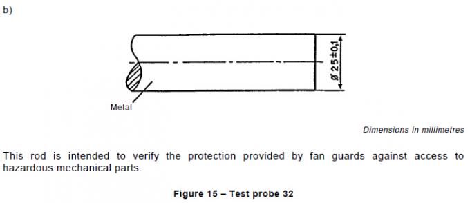구내 보호 시험 핑거 프로브 시험봉 IEC61032 형태 15 0