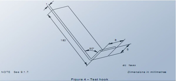IEC60065 형태 4 테스트 핑거 프로브 시험 훅 탐침 스테인레스 강 0